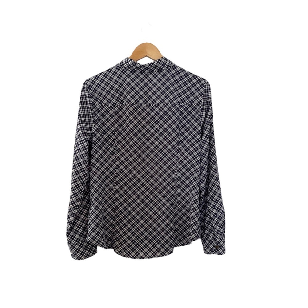 Michael‎ Michael Kors Plaid Zip Front Top Size Large Navy White - Picture 5 of 5